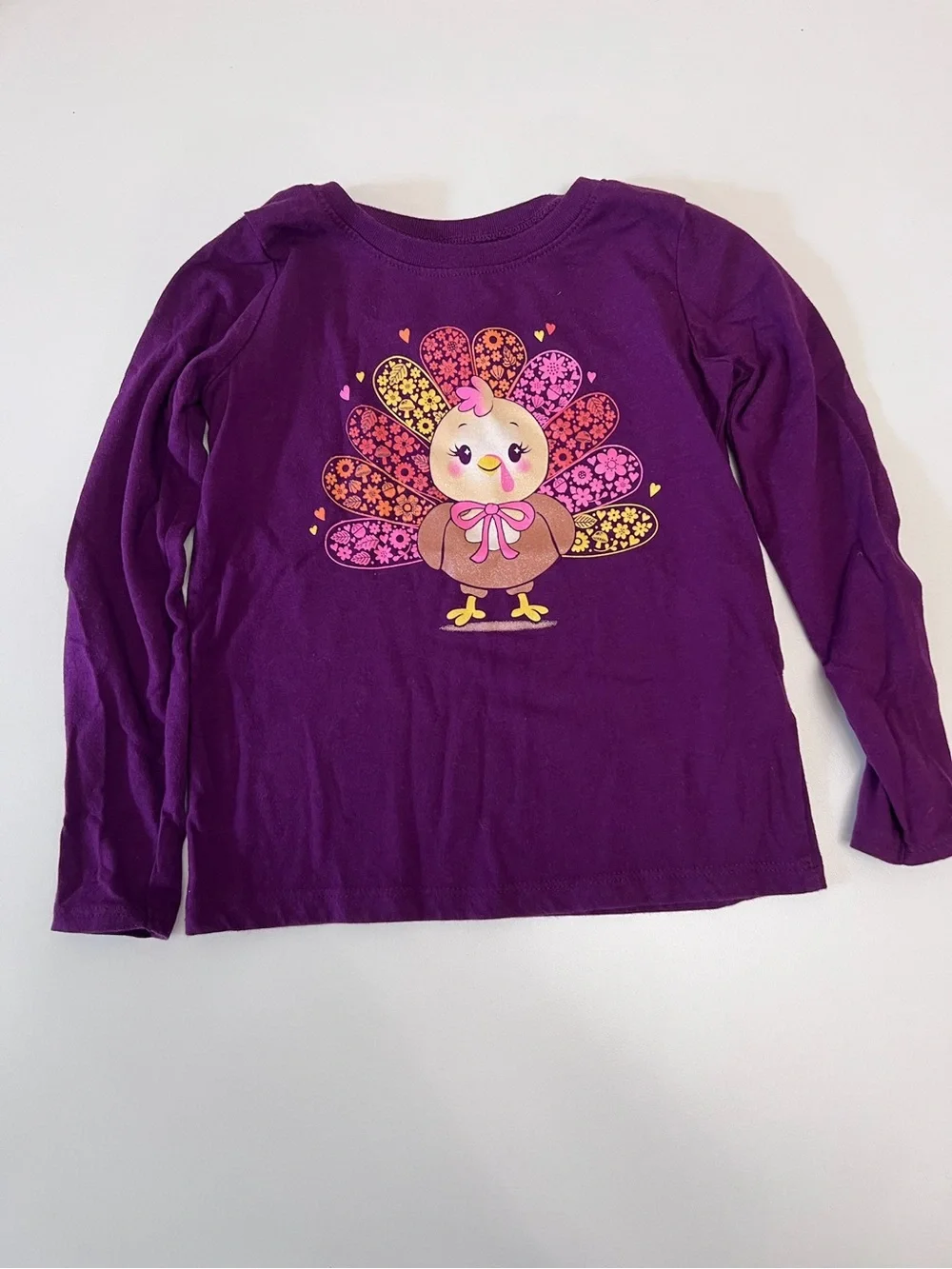 The Children's Place Purple Long Sleeve Turkey Graphic Tee